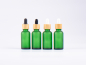 Preview: Grünglasflasche 30ml, mit Pipette Bambus