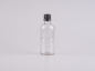 Preview: Klarglasflasche 100ml, mit Tropfmontur für Öle, OV-Verschluss, weiss/schwarz