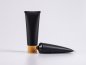 Preview: Kosmetiktube 100ml, schwarz-matt, mit Schraubverschluss Bambus