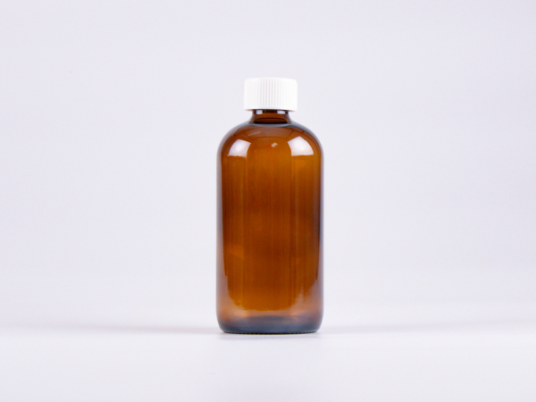 Braunglasflasche 500ml, mit Schraubverschluss schwarz/weiss