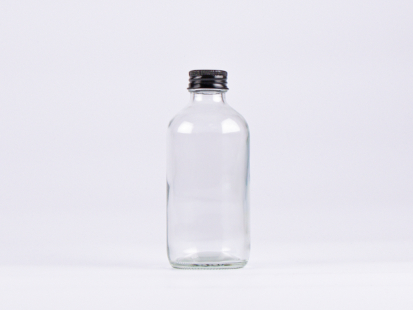 Klarglasflasche 250ml, mit Schraubverschluss Aluminium