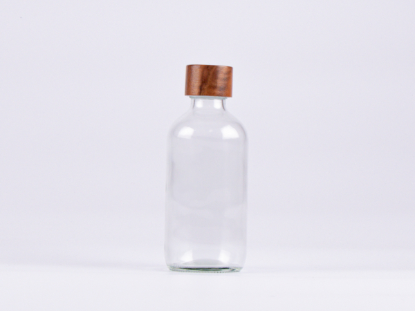Klarglasflasche 250ml, mit Schraubverschluss Walnut