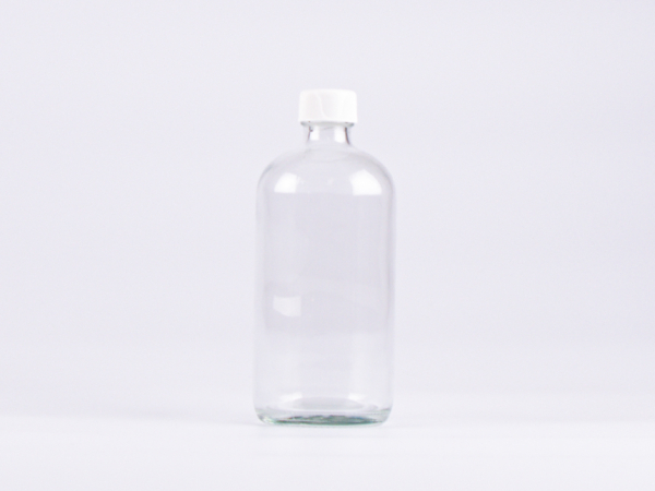 Klarglasflasche 500ml, mit Schraubverschluss schwarz/weiss