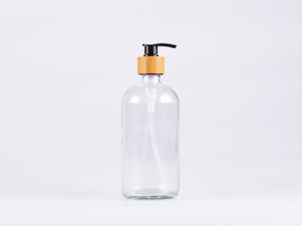 Klarglasflasche 500ml, mit Dispenser Bambus