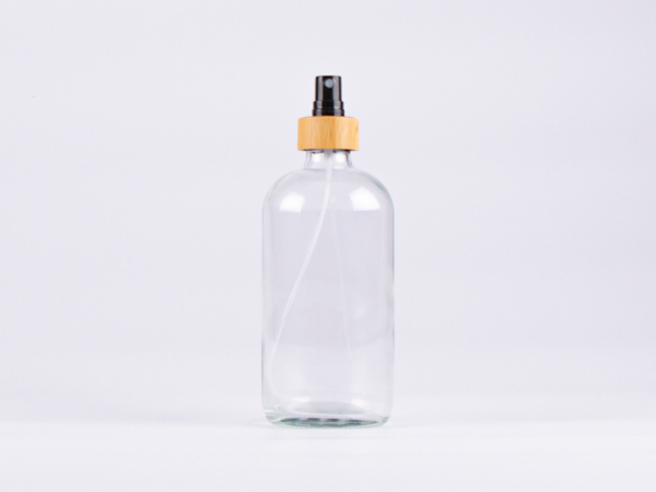 Klarglasflasche 500ml, mit Zerstäuber Bambus