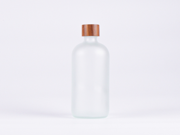 Glasflasche säuremattiert 500ml, mit Schraubverschluss Walnut