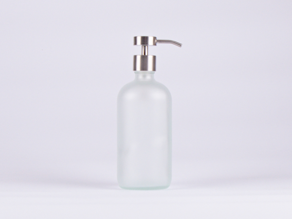 Glasflasche säuremattiert, 500ml, mit Dispenser Edelstahl