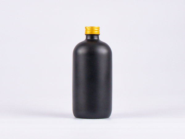 Schwarzglasflasche 500ml, mit Schraubverschluss Aluminium