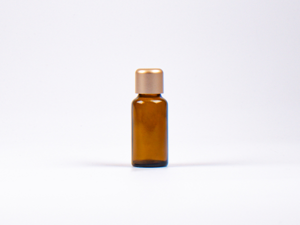 Braunglasflasche 20ml, mit Tropfmontur Gold