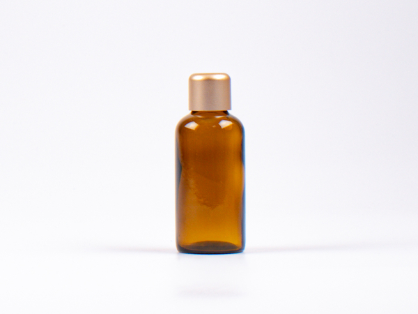Braunglasflasche 50ml, mit Tropfmontur Gold