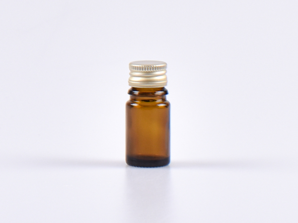 Braunglasflasche 5ml, mit Aludeckel gold/silber