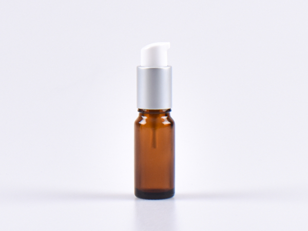 Braunglasflasche 10ml, mit Lotionspumpe Aluminium, 4 Color