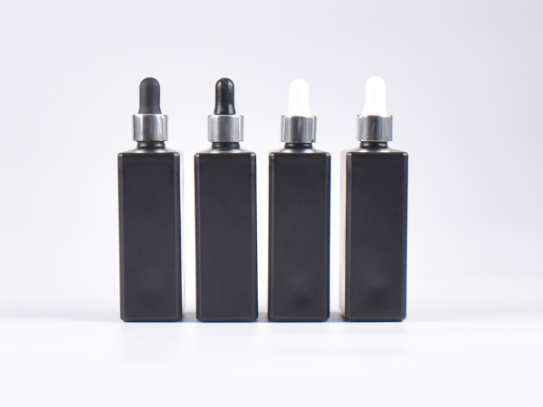 Schwarzglasflasche Miro 100ml - Pipette silber glanz