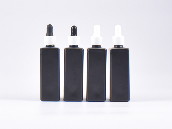 Schwarzglasflasche Miro 100ml - Pipette weiss