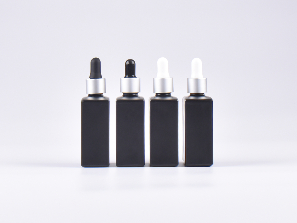 Schwarzglasflasche Miro 50ml - Pipette silber matt