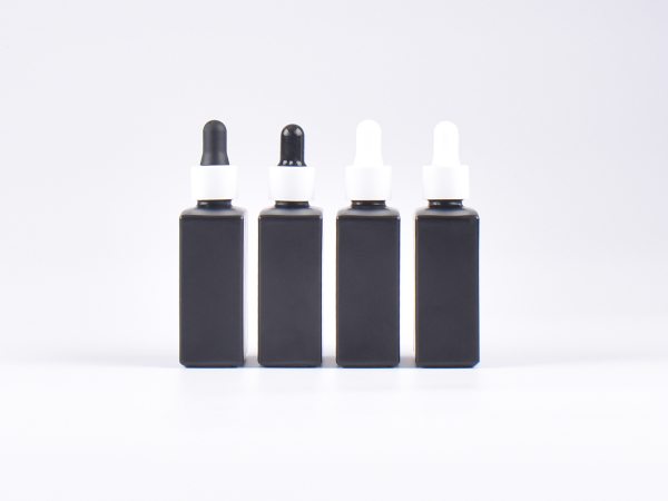 Schwarzglasflasche Miro 50ml - Pipette weiss