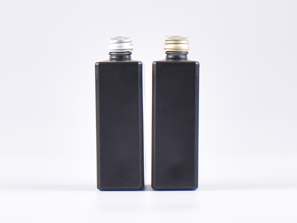 Schwarzglasflasche Miro 100ml - Schraubverschluss Aluminium