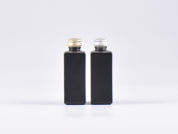Schwarzglasflasche Miro 50ml - Schraubverschluss Aluminium