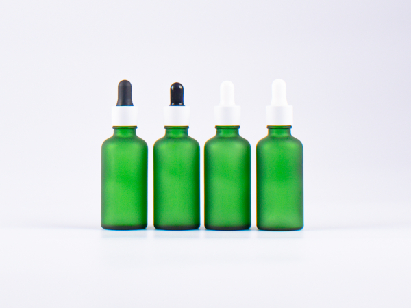 Grünglasflasche 50ml, mit Pipette weiss