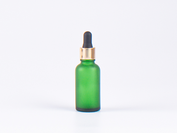 Grünglasflasche 30ml, mit Pipette gold