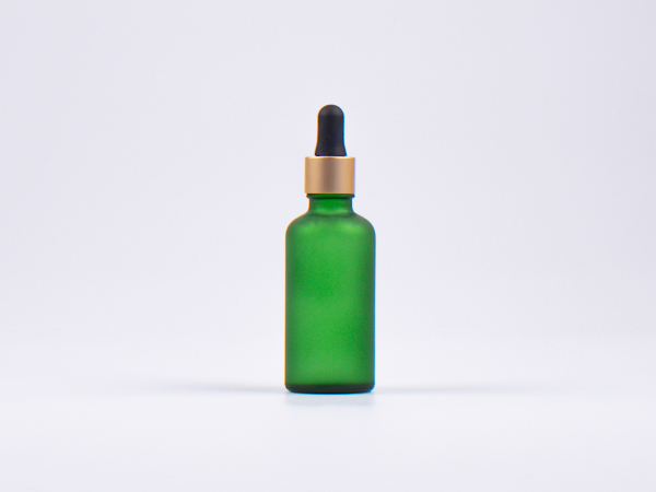 Grünglasflasche 50ml, mit Pipette gold