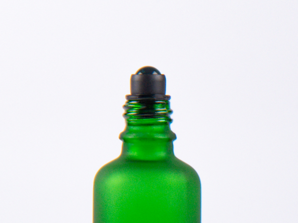 Grünglasflasche 50ml, mit Roll-On Glas/Stahl