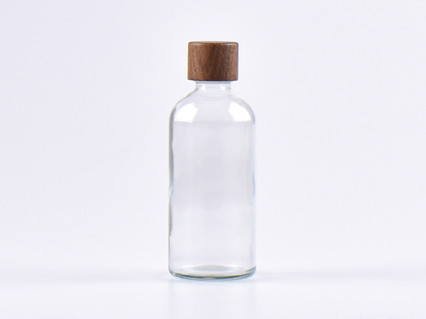 Klarglasflasche 100ml, mit Schraubverschluss Walnut