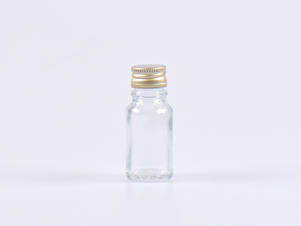 Klarglasflasche 10ml, mit Aludeckel silber/gold