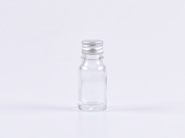 Klarglasflasche 10ml, mit Aludeckel silber/gold