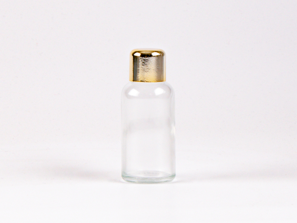 Klarglasflasche 30ml, mit Tropfmontur Gold