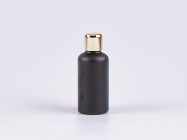 Schwarzglasflasche 50ml, mit Tropfmontur Gold gold