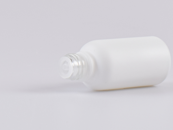 Weissglasflasche 30ml, mit Tropfmontur OV, geriffelt