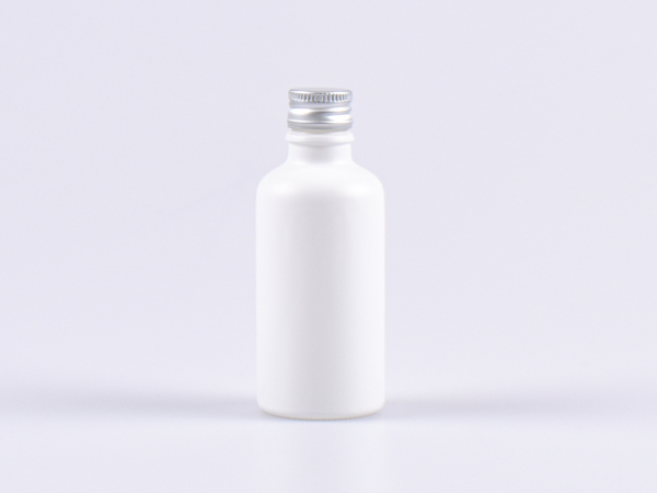 Weissglasflasche 50ml, mit Aludeckel gold/silber