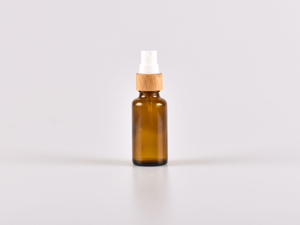 Braunglasflasche 30ml, mit Zerstäuber Bambus