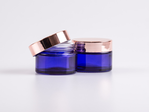 Blauglasdose, 30ml, mit Deckel rosé