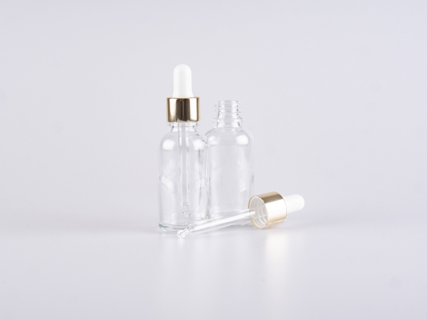 Klarglasflasche 30ml, mit Pipette gold