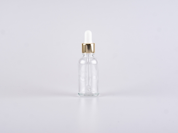 Klarglasflasche 30ml, mit Pipette gold