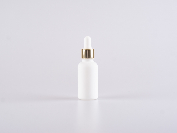 Weissglasflasche 30ml, mit Pipette gold