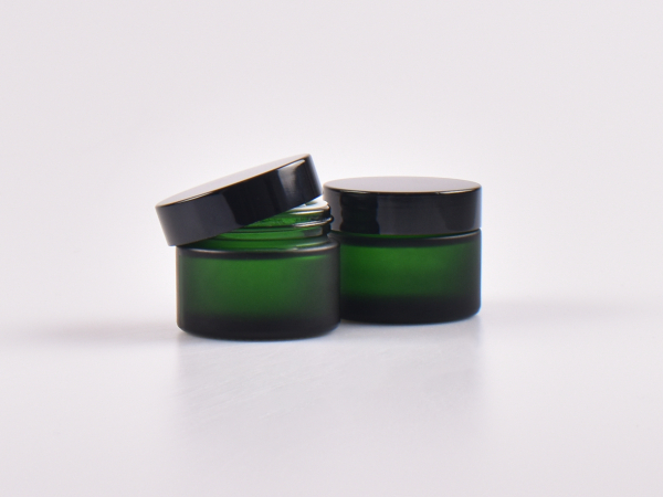 Grünglasglasdose, 50ml, mit Deckel schwarz