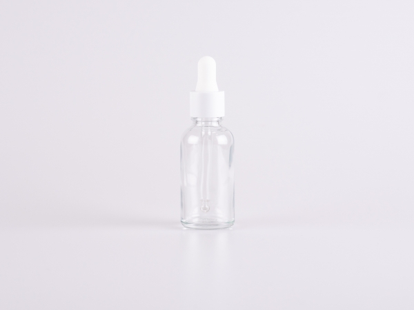 Klarglasflasche 50ml, mit Pipette weiss