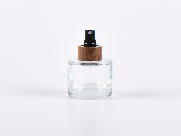 Rundflasche "Lilly", Klarglas, 90ml, mit Zerstäuber Walnut
