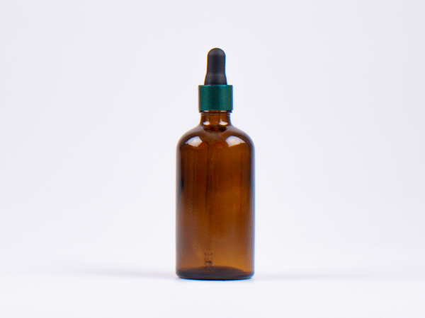 Braunglasflasche 100ml, mit Pipette grün-matt