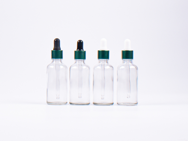 Klarglasflasche 50ml, mit Pipette grün-matt