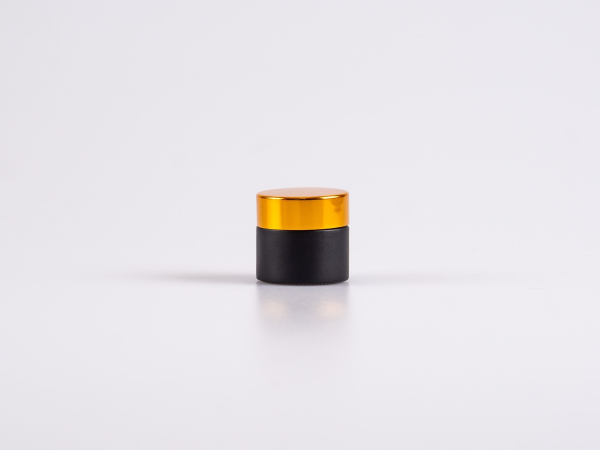 Schwarzglasdose, 10ml, mit Deckel gold