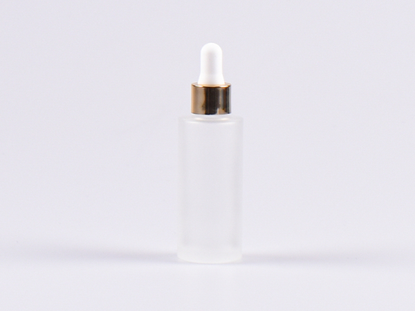 Glasflasche säuremattiert, 30ml, mit Pipette Alu gold