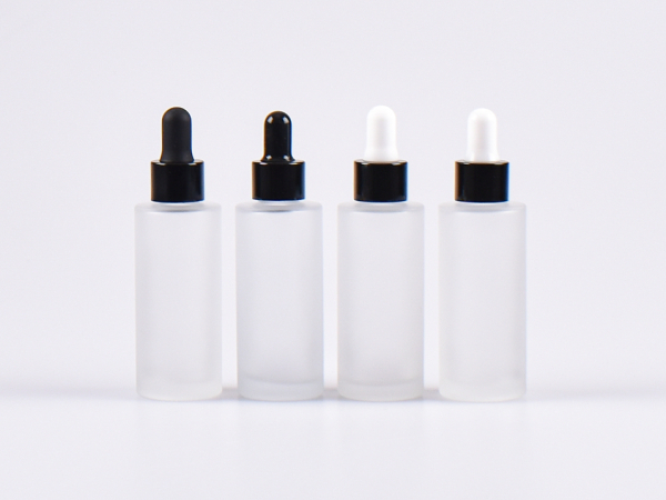 Glasflasche säuremattiert, 30ml, mit Pipette Alu schwarz