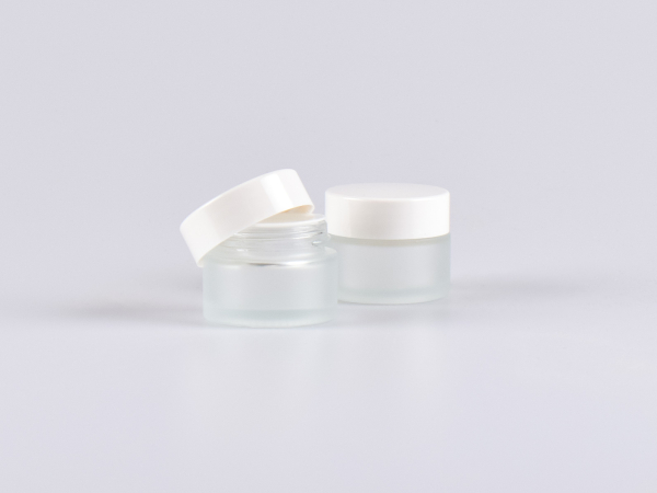 Glasdose säuremattiert, 15ml, mit Deckel weiss