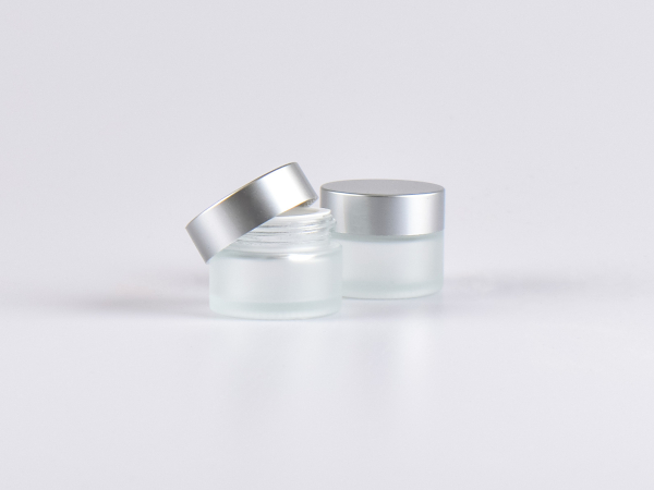 Glasdose säuremattiert, 15ml, mit Deckel silber