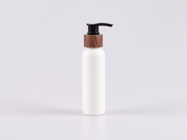 Flasche "Tara" 100ml, matt-weiss, mit Dispenser Walnut