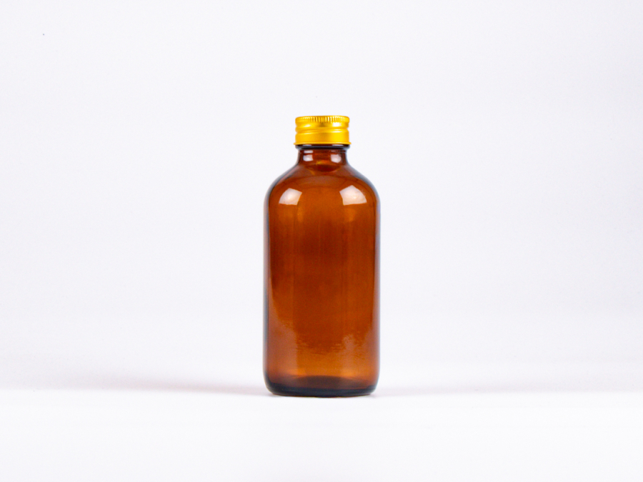 Braunglasflasche 250ml, mit Schraubverschluss Aluminium